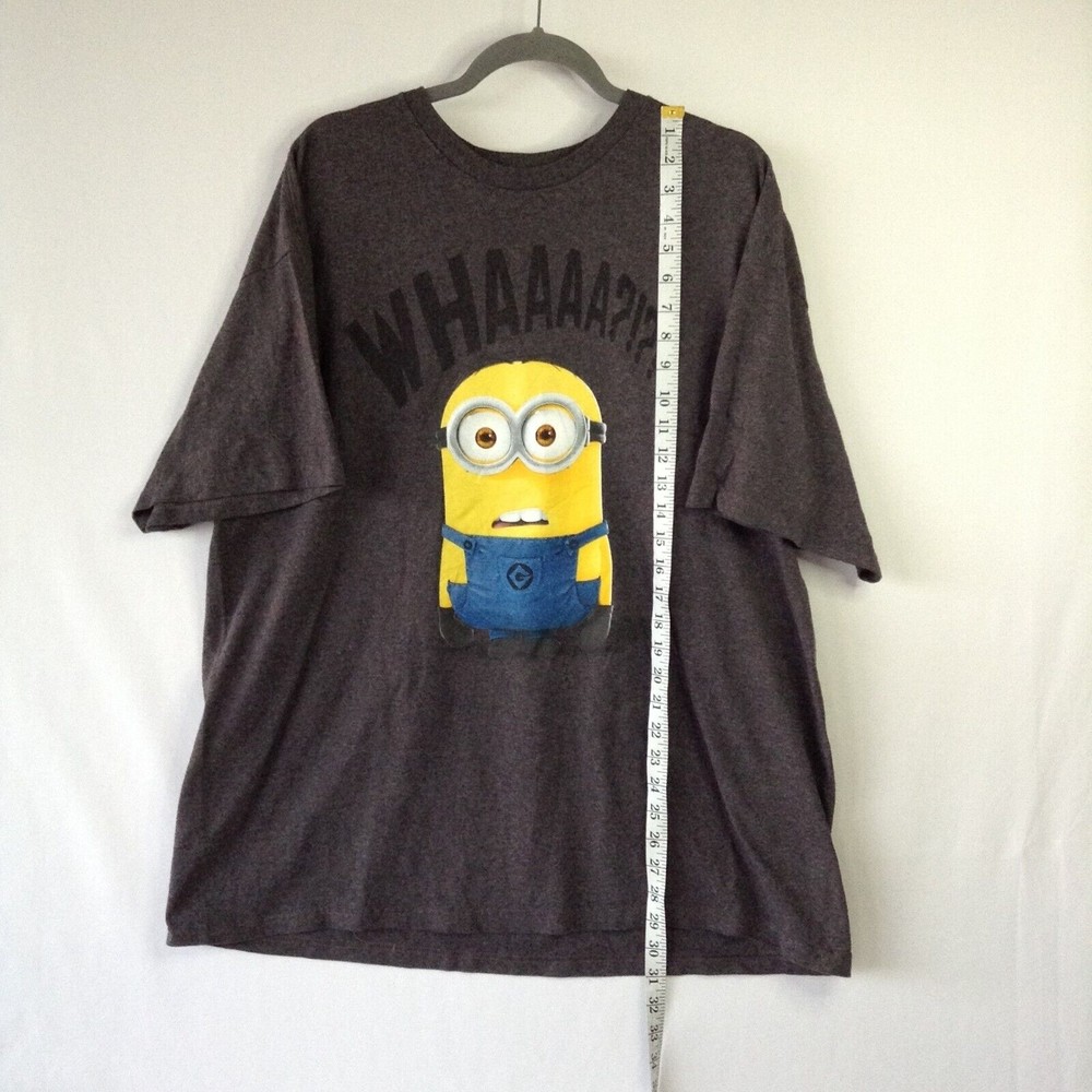 Despicable Me Minion T-Shirt WHAAAA?!?! Men's Gray Short Sleeve Tee XXL